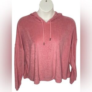 Wayf'98 Women’s Size 2X Cropped Hoodie Pink Terry Cloth New Without Tags